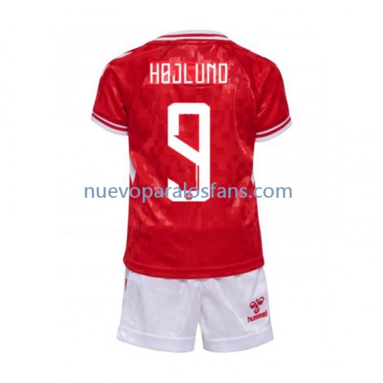 Camiseta de Fútbol Dinamarca Hojlund 9 Niño Casa Euro 2024 Manga Corta