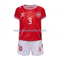 Camiseta de Fútbol Dinamarca Hojlund 9 Niño Casa Euro 2024 Manga Corta