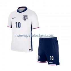 Camiseta de Fútbol Inglaterra Jude Bellingham 10 Niño Casa Euro 2024 Manga Corta