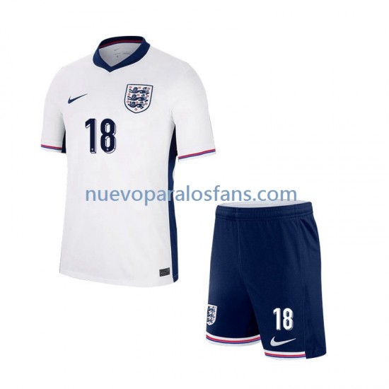 Camiseta de Fútbol Inglaterra Trent Alexander-Arnold 18 Niño Casa Euro 2024 Manga Corta