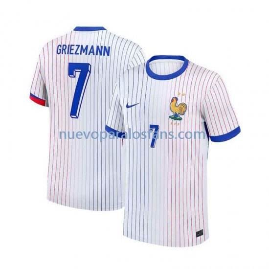 Camiseta de Fútbol Francia Antoine Griezmann 7 Hombre Exterior Euro 2024 Manga Corta