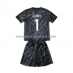 Camiseta de Fútbol Francia Hugo Lloris 1 Portero Niño Exterior Euro 2024 Manga Corta