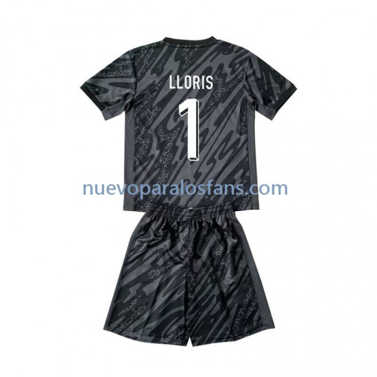 Camiseta de Fútbol Francia Hugo Lloris 1 Portero Niño Exterior Euro 2024 Manga Corta