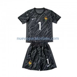 Camiseta de Fútbol Francia Hugo Lloris 1 Portero Niño Exterior Euro 2024 Manga Corta