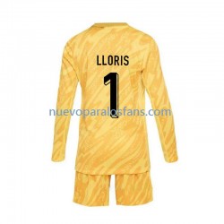 Camiseta de Fútbol Francia Hugo Lloris 1 Portero Niño Casa Euro 2024 Manga Larga