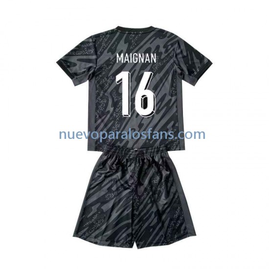 Camiseta de Fútbol Francia Mike Maignan 16 Portero Niño Exterior Euro 2024 Manga Corta