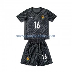 Camiseta de Fútbol Francia Mike Maignan 16 Portero Niño Exterior Euro 2024 Manga Corta