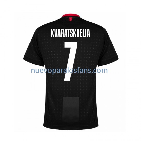 Camiseta de Fútbol Georgia Kvaratskhelia 7 Hombre Exterior Euro 2024 Manga Corta