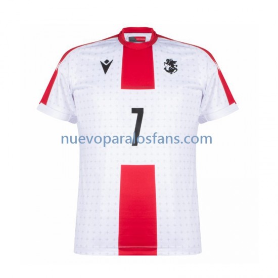 Camiseta de Fútbol Georgia Kvaratskhelia 7 Hombre Casa Euro 2024 Manga Corta