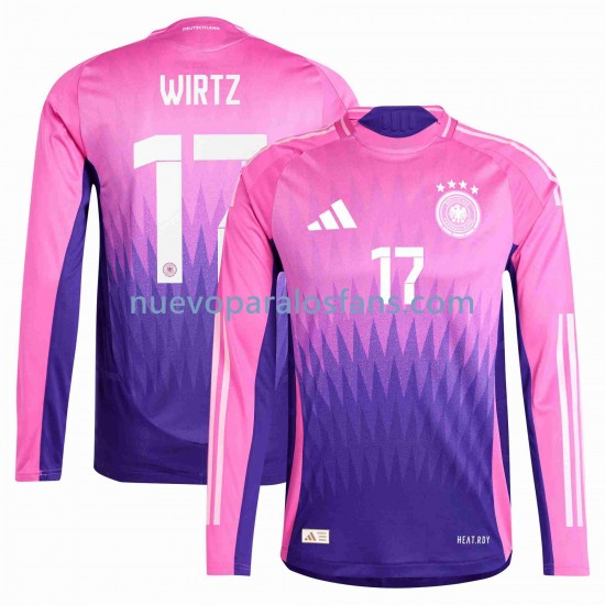 Camiseta de Fútbol Alemania Florian Wirtz 17 Hombre Exterior Euro 2024 Manga Larga