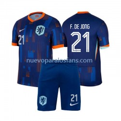 Camiseta de Fútbol Países Bajos Frenkie de Jong 21 Niño Exterior Euro 2024 Manga Corta