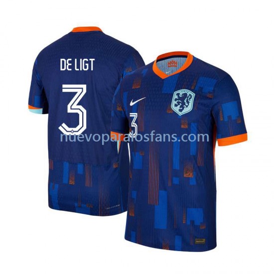 Camiseta de Fútbol Países Bajos Matthijs de Ligt 3 Hombre Exterior Euro 2024 Manga Corta