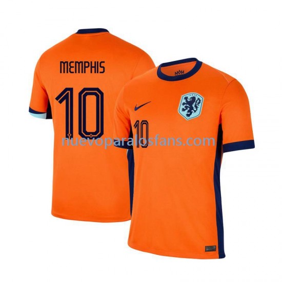 Camiseta de Fútbol Países Bajos Memphis Depay 10 Hombre Casa Euro 2024 Manga Corta