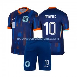 Camiseta de Fútbol Países Bajos Memphis Depay 10 Niño Exterior Euro 2024 Manga Corta