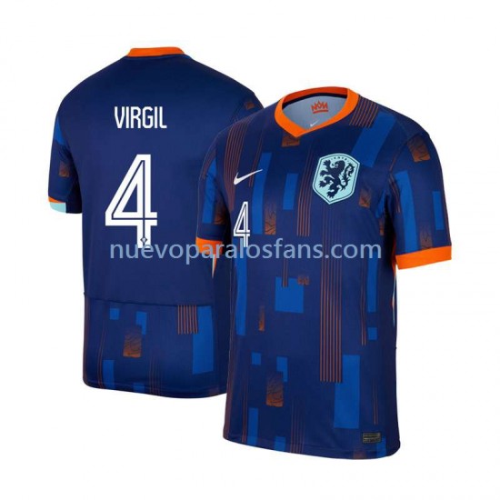Camiseta de Fútbol Países Bajos Virgil van Dijk 4 Hombre Exterior Euro 2024 Manga Corta