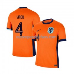 Camiseta de Fútbol Países Bajos Virgil van Dijk 4 Hombre Casa Euro 2024 Manga Corta