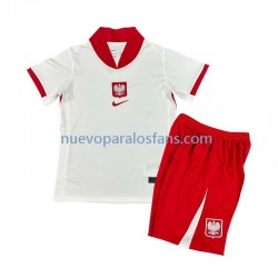 Camiseta de Fútbol Polonia Niño Casa Euro 2024 Manga Corta