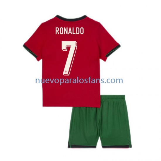 Camiseta de Fútbol Portugal Cristiano Ronaldo 7 Niño Casa Euro 2024 Manga Corta