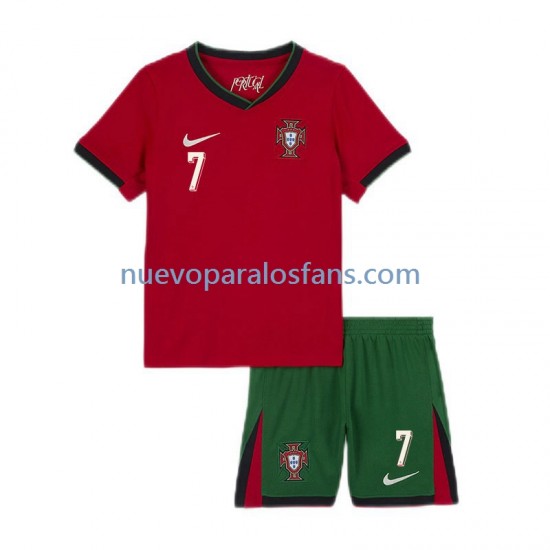 Camiseta de Fútbol Portugal Cristiano Ronaldo 7 Niño Casa Euro 2024 Manga Corta