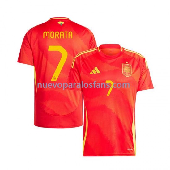 Camiseta de Fútbol España Alvaro Morata 7 Hombre Casa Euro 2024 Manga Corta