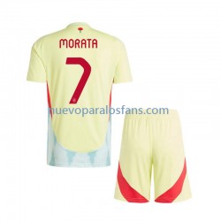 Camiseta de Fútbol España Alvaro Morata 7 Niño Exterior Euro 2024 Manga Corta