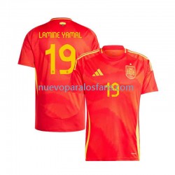 Camiseta de Fútbol España Lamine Yamal 19 Hombre Casa Euro 2024 Manga Corta