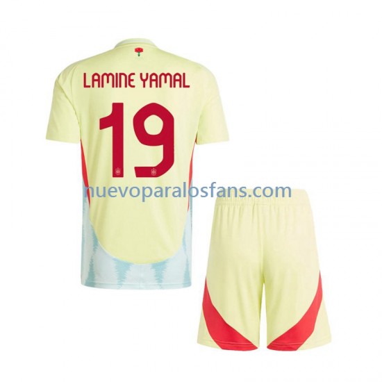 Camiseta de Fútbol España Lamine Yamal 19 Niño Exterior Euro 2024 Manga Corta