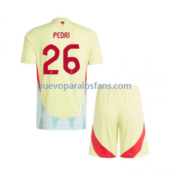 Camiseta de Fútbol España Pedri 26 Niño Exterior Euro 2024 Manga Corta