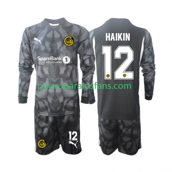 Camiseta de Fútbol FK Bodø/Glimt  Nikita Haikin 12 Portero Niño Casa 2025 Manga Larga