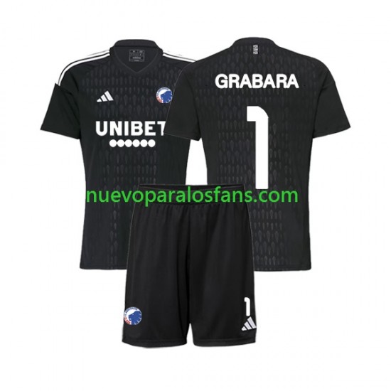 Camiseta de Fútbol FC Kopenhaga GRABARA 1 Portero Niño Exterior 2023-2024 Manga Corta