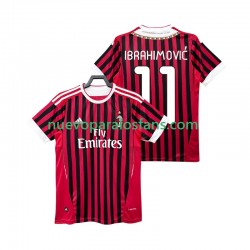 Camiseta de Fútbol AC Milan Ibrahimović Zlatan 11 2012 Retro Hombre Casa 2011 Manga Corta