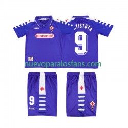 Camiseta de Fútbol ACF Fiorentina BATISTUTA 9 Retro Niño Casa 1998 1999 Manga Corta