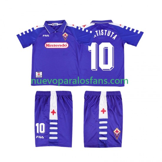 Camiseta de Fútbol ACF Fiorentina RUICOSTA 10 Retro Niño Casa 1998 1999 Manga Corta