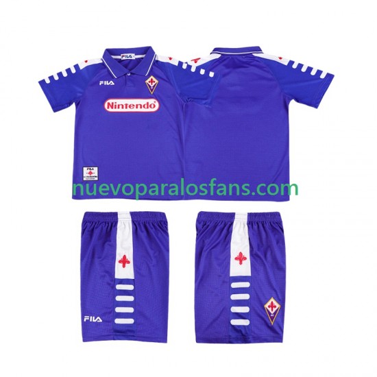Camiseta de Fútbol ACF Fiorentina Retro Niño Casa 1998 1999 Manga Corta