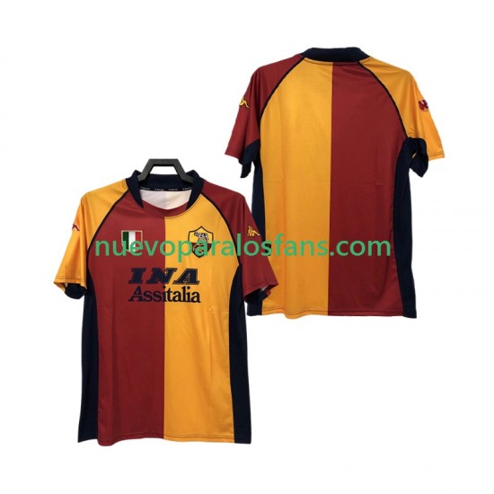Camiseta de Fútbol AS Roma 2000-2001 Retro Hombre Casa Manga Corta