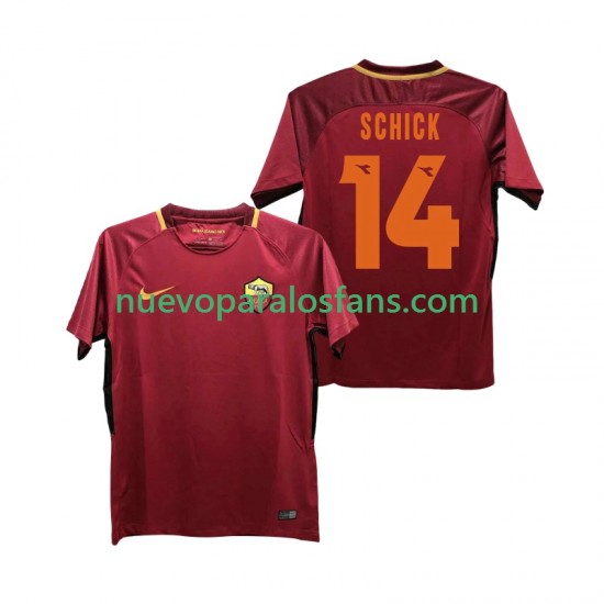 Camiseta de Fútbol AS Roma SCHICK 14 2017-2018 Retro Hombre Casa Manga Corta
