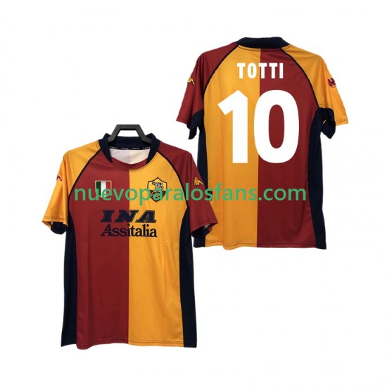 Camiseta de Fútbol AS Roma Totti 10 2000-2001 Retro Hombre Casa Manga Corta