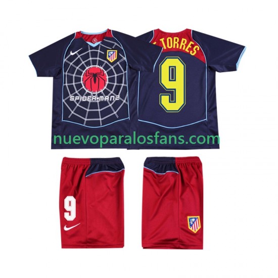 Camiseta de Fútbol Atlético Madrid F TORRES 9 2005 Retro Niño Exterior 2004 Manga Corta