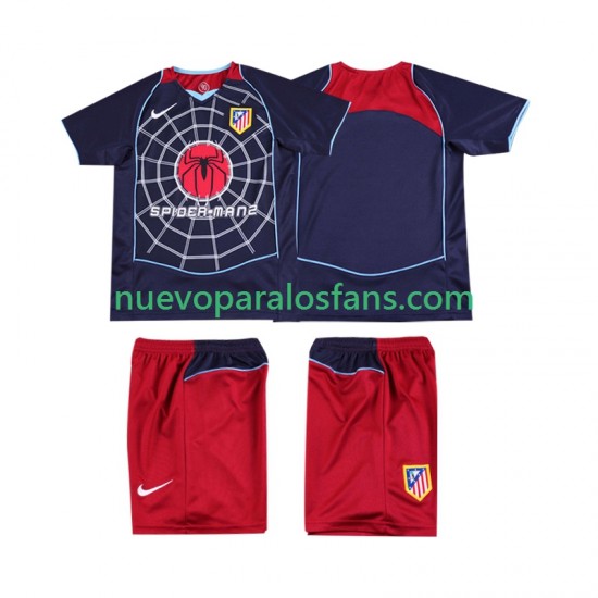 Camiseta de Fútbol Atlético Madrid 2005 Retro Niño Exterior 2004 Manga Corta