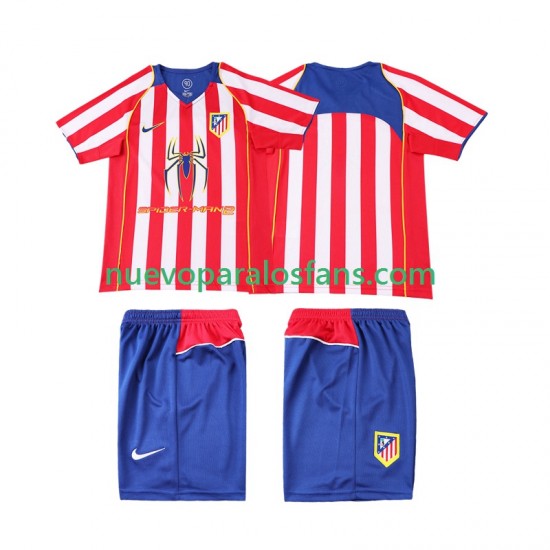Camiseta de Fútbol Atlético Madrid 2005 Retro Niño Casa 2004 Manga Corta