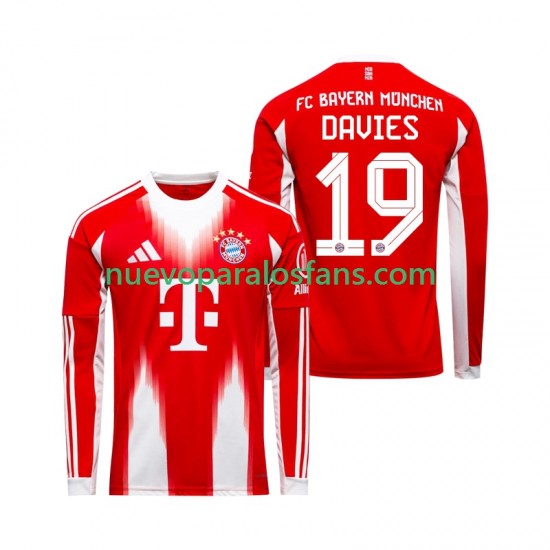 Camiseta de Fútbol Bayern de Múnich Alphonso Davies 19 Hombre Casa 2025-2026 Manga Larga