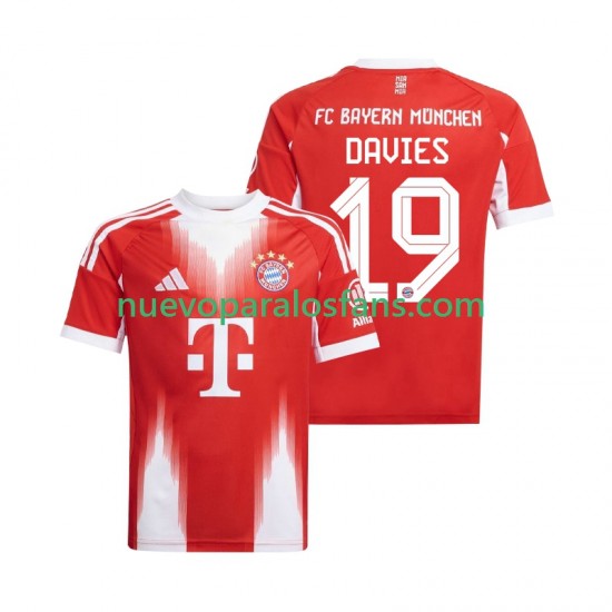 Camiseta de Fútbol Bayern de Múnich Alphonso Davies 19 Hombre Casa 2025-2026 Manga Corta