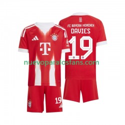 Camiseta de Fútbol Bayern de Múnich Alphonso Davies 19 Niño Casa 2025-2026 Manga Corta