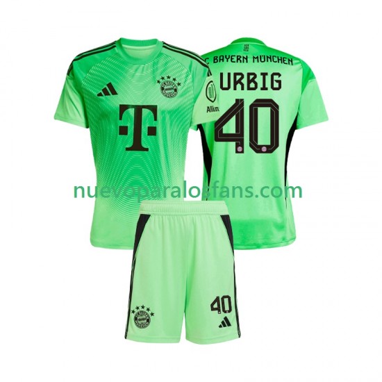 Camiseta de Fútbol Bayern de Múnich Jonas Urbig 40 Portero Niño Casa 2025-2026 Manga Corta