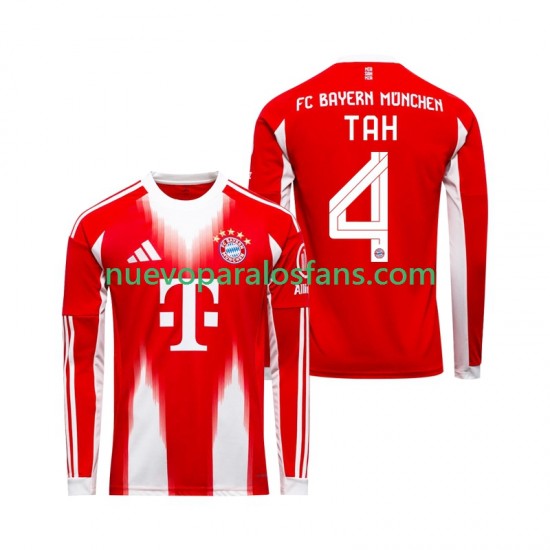 Camiseta de Fútbol Bayern de Múnich Jonathan Tah 4 Hombre Casa 2025-2026 Manga Larga