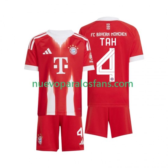 Camiseta de Fútbol Bayern de Múnich Jonathan Tah 4 Niño Casa 2025-2026 Manga Corta