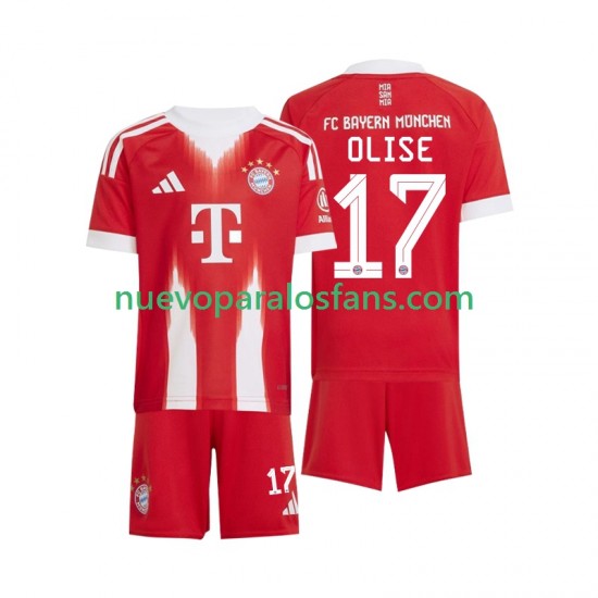 Camiseta de Fútbol Bayern de Múnich Michael Olise 17 Niño Casa 2025-2026 Manga Corta