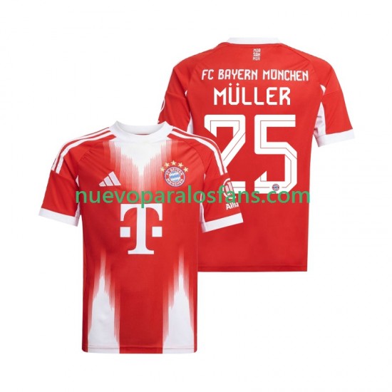 Camiseta de Fútbol Bayern de Múnich Thomas Muller 25 Hombre Casa 2025-2026 Manga Corta