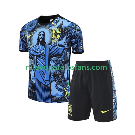 Brasil JESUS Football Shirts Niño Casa 2024-2025 Manga Corta
