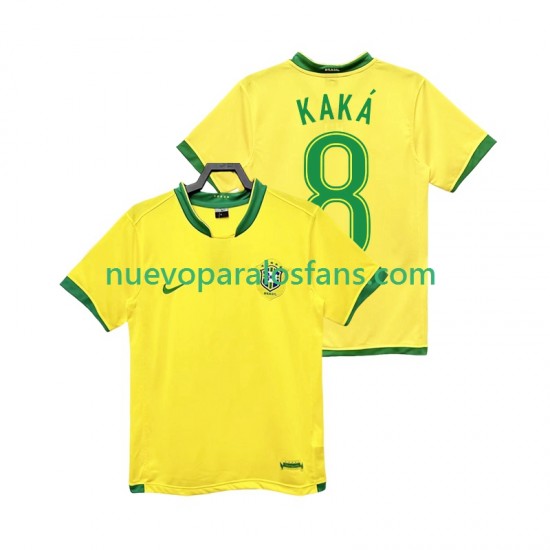 Camiseta de Fútbol Brasil KAKA 8 Retro Hombre Casa 2006 Manga Corta